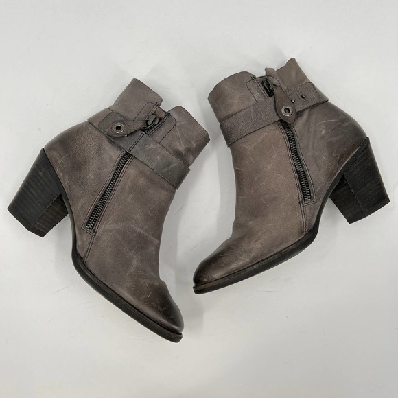 PAUL GREEN Dallas Bootie Shoes Womens 6.5 Distressed Gray Ankle Strap Heel Boot - Picture 5 of 13